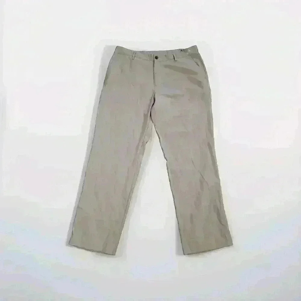 Adidas Golf Pants Mens 34x30 Brown Flat Front Lightweight Straight Casual 4417